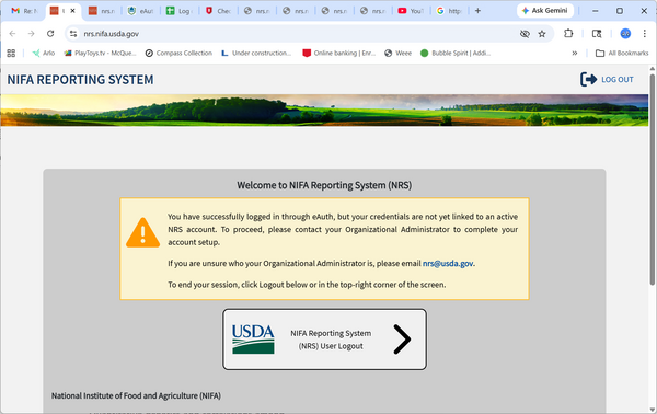 Screenshot of NRS Login Error