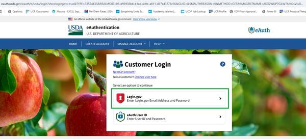 Login.gov landing page
